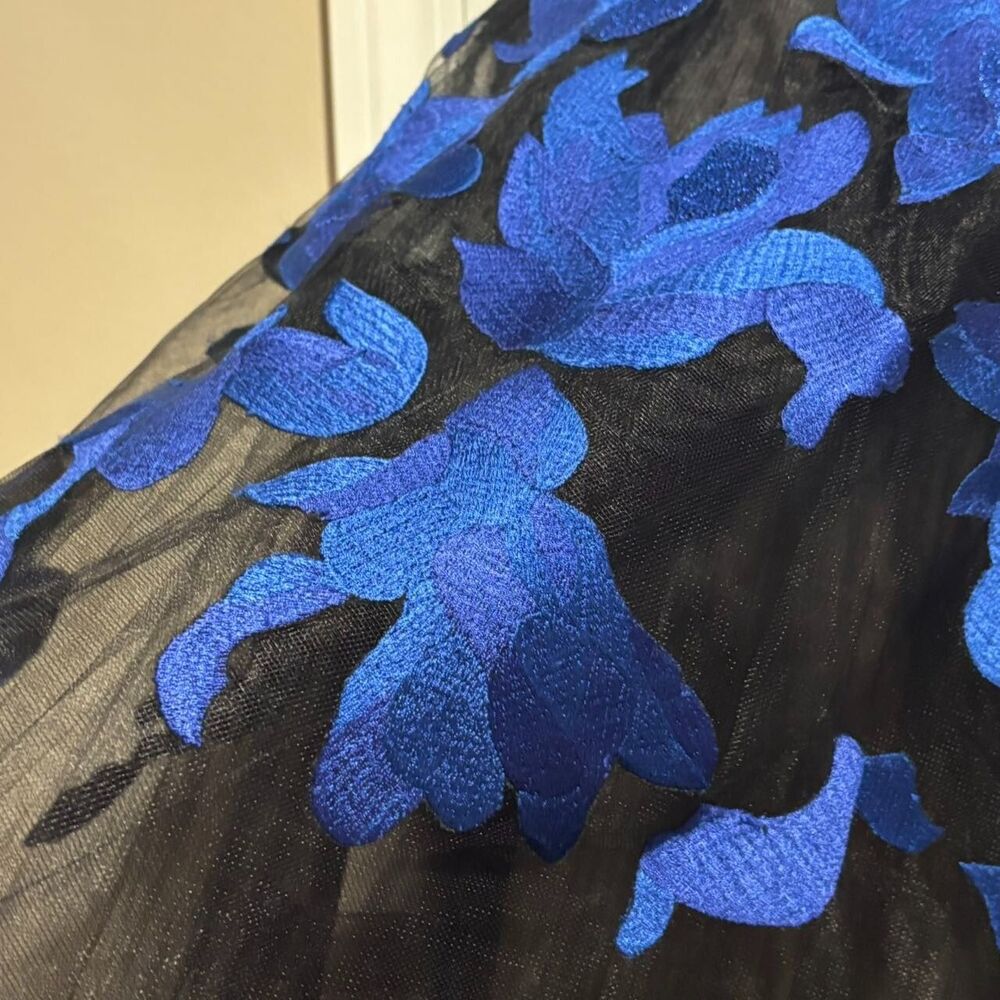 NWOT. $6490 OSCAR DE LA RENTA Embroidered Tulle Cocktail Dress Sz 4 blue - Picture 11 of 16